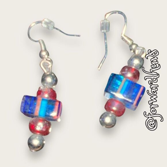 Bundle Sale 3 for $15 | Hand Crafted Glass Dangle Earrings - Picture 1 of 8